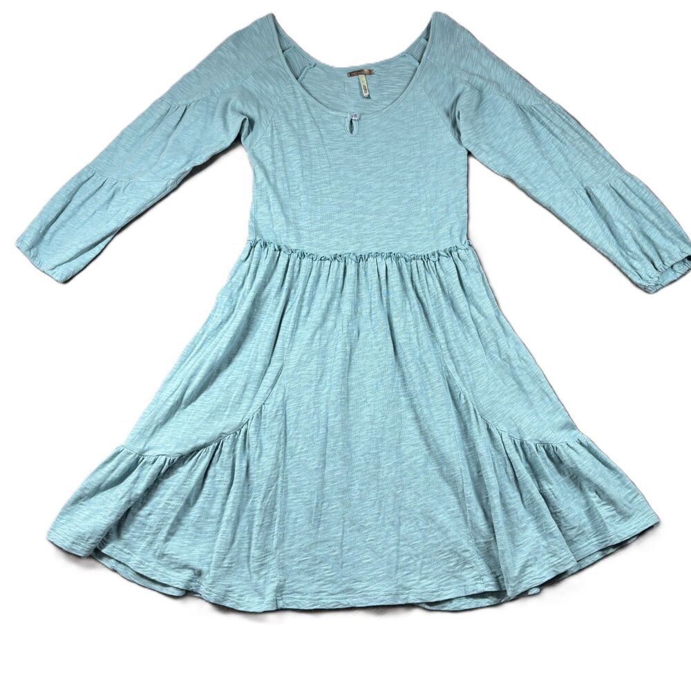 Matilda Jane Women Dress You & Me Midi Long Sleeve Fit Flare Blue Medium L121